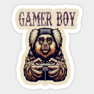 Busy marmoset monkey playing video game Sticker